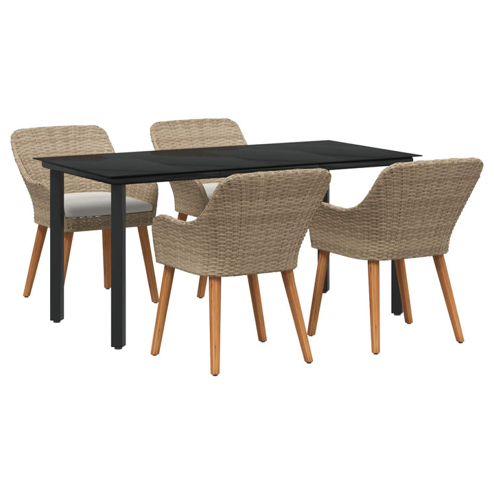 Have Spisebordssæt med pude 5 pcs Beige polyrattan