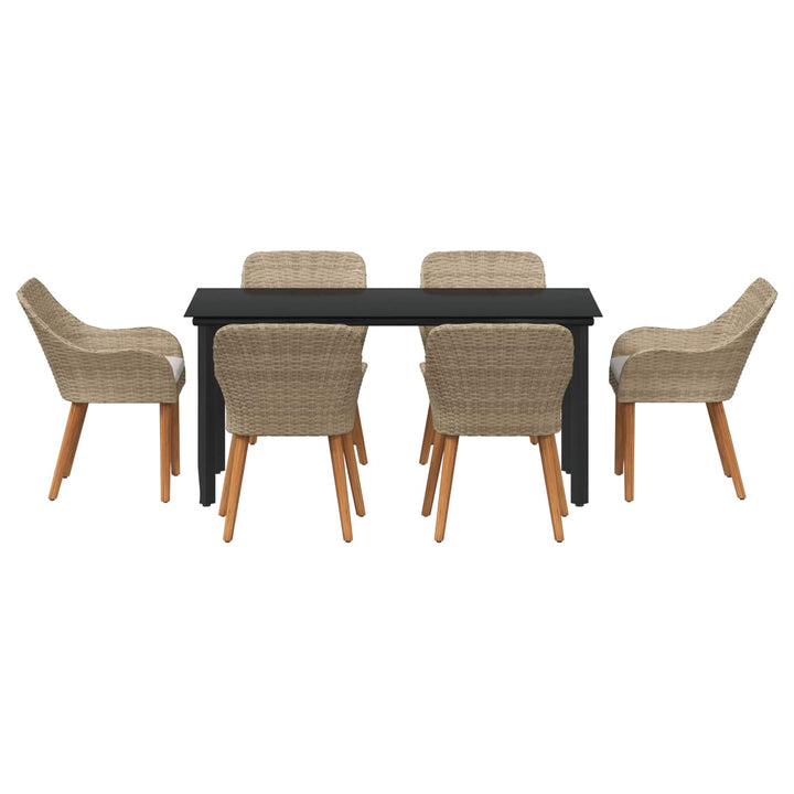 Have Spisebordssæt med pude 7 pcs Beige polyrattan