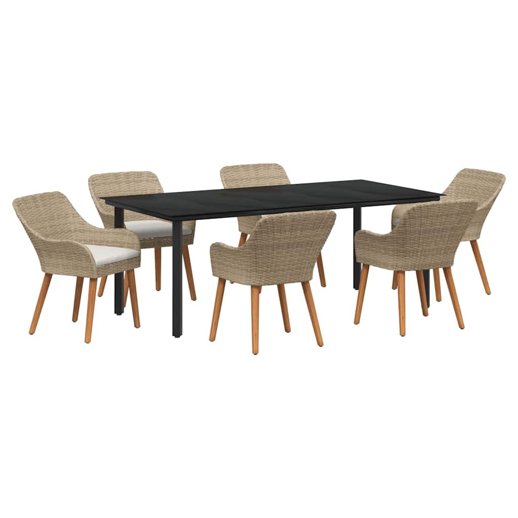 Have Spisebordssæt med pude 7 pcs Beige polyrattan