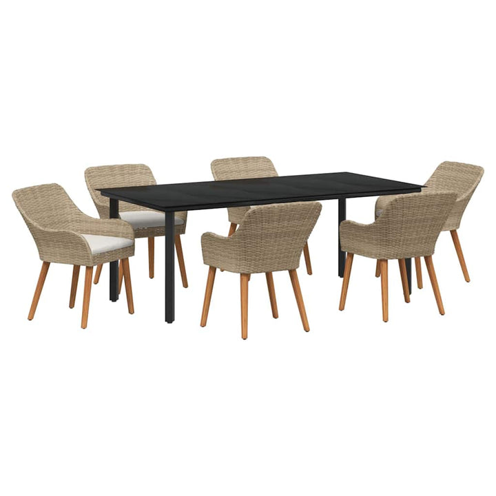 Have Spisebordssæt med pude 7 pcs Beige polyrattan