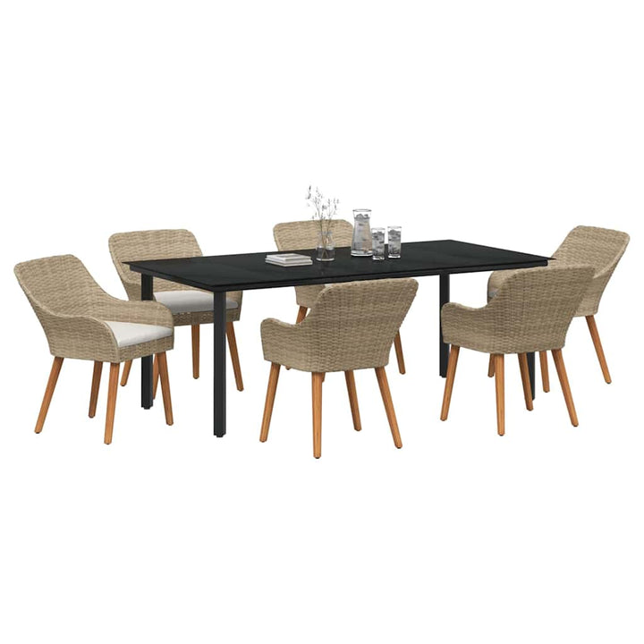 Have Spisebordssæt med pude 7 pcs Beige polyrattan