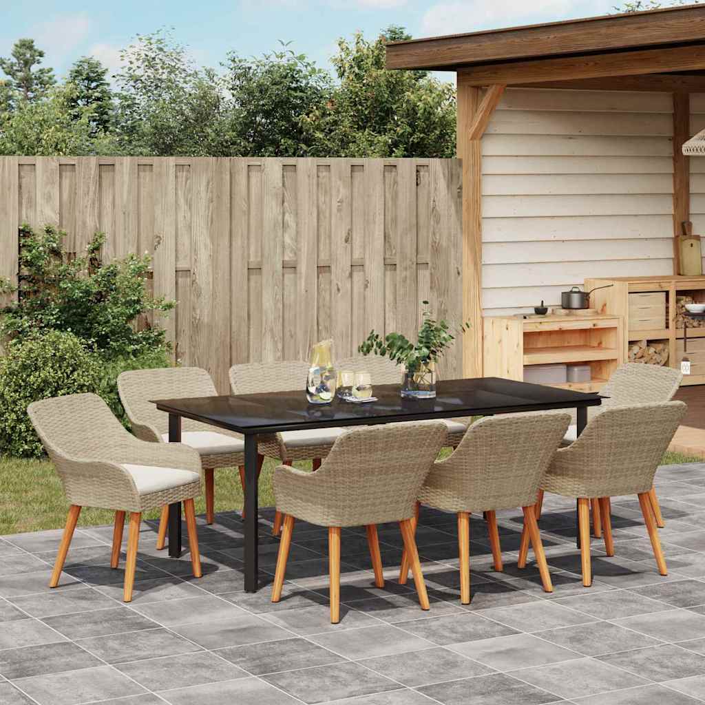 Have Spisebordssæt med pude 9 pcs Beige polyrattan