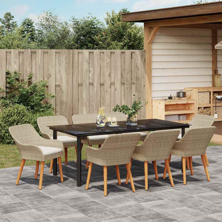 Have Spisebordssæt med pude 9 pcs Beige polyrattan