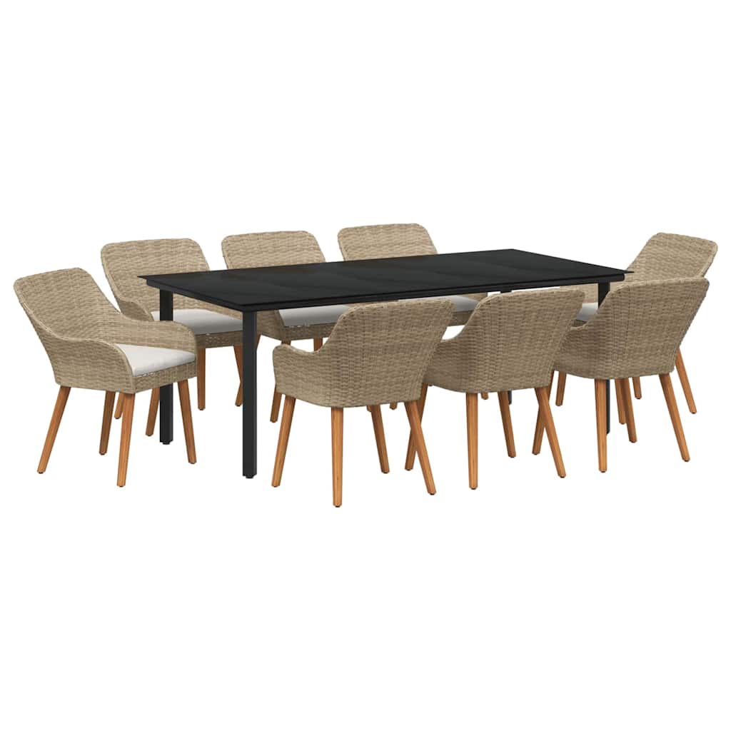 Have Spisebordssæt med pude 9 pcs Beige polyrattan