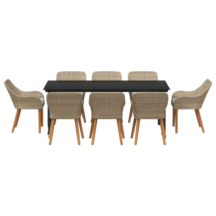 Have Spisebordssæt med pude 9 pcs Beige polyrattan