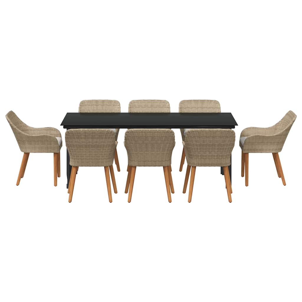Have Spisebordssæt med pude 9 pcs Beige polyrattan