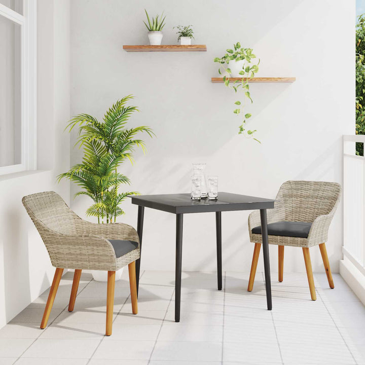 Have Spisebordssæt med pude 3 pcs Lysegrå polyrattan