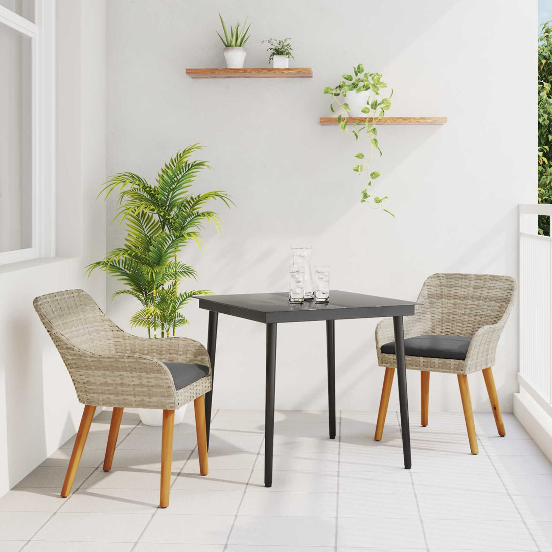 Have Spisebordssæt med pude 3 pcs Lysegrå polyrattan