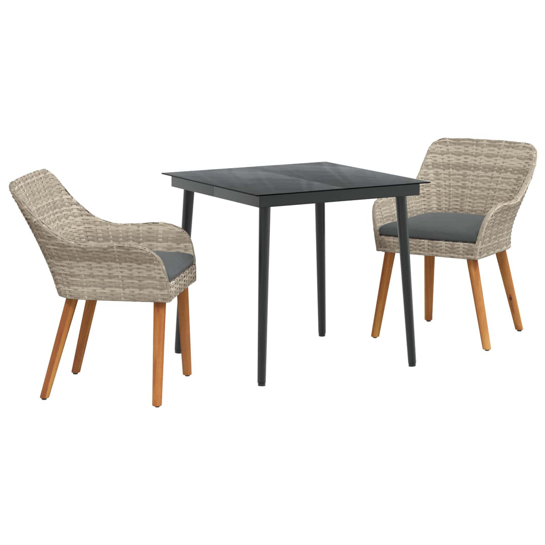 Have Spisebordssæt med pude 3 pcs Lysegrå polyrattan