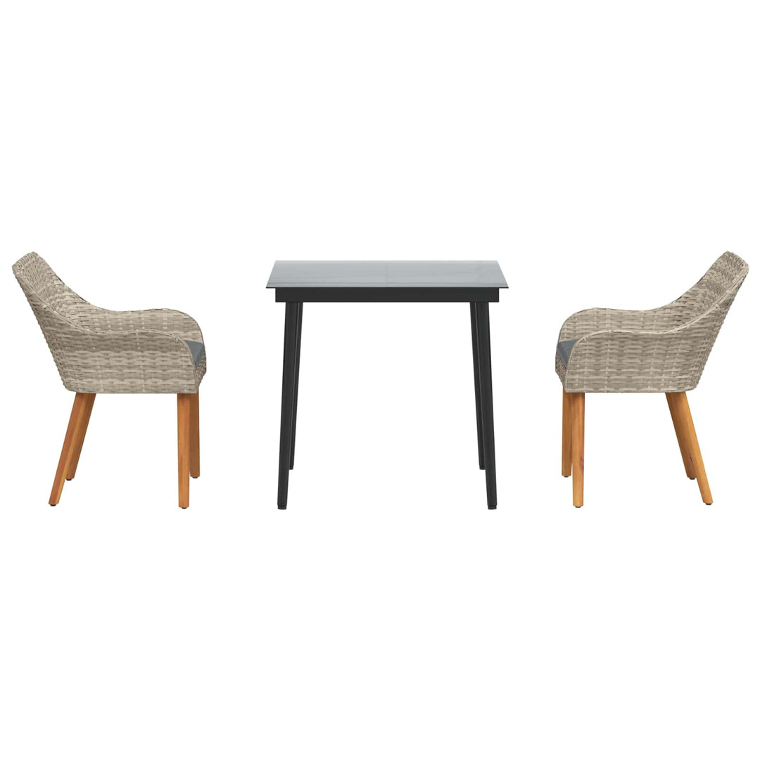 Have Spisebordssæt med pude 3 pcs Lysegrå polyrattan