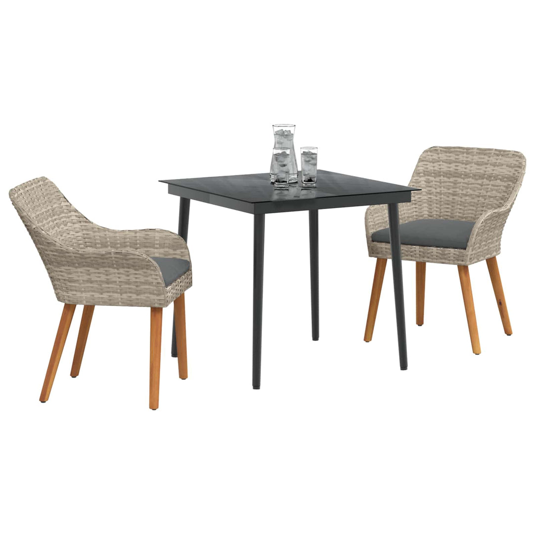 Have Spisebordssæt med pude 3 pcs Lysegrå polyrattan
