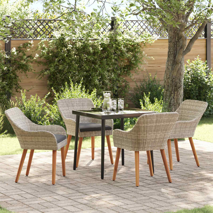 Have Spisebordssæt med pude 5 pcs Lysegrå polyrattan