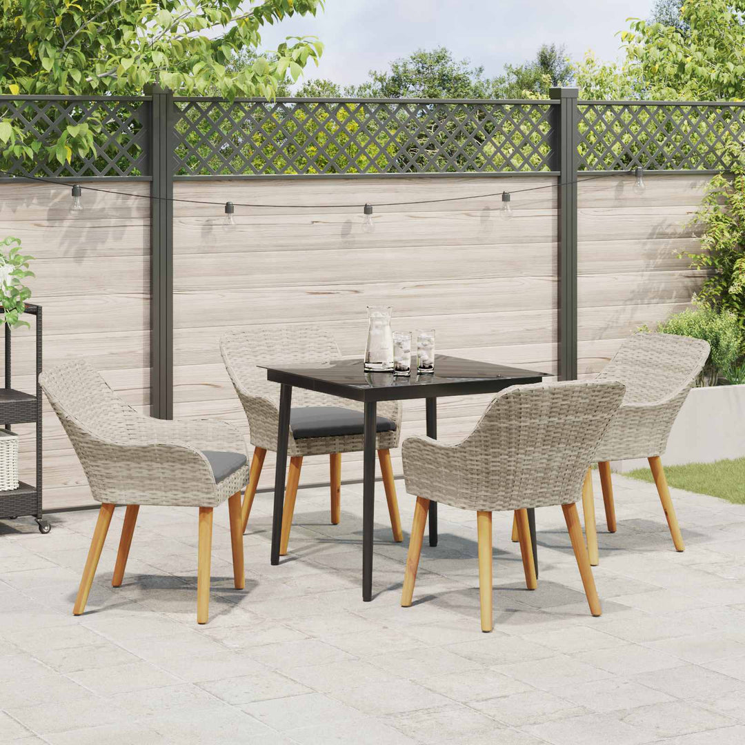 Have Spisebordssæt med pude 5 pcs Lysegrå polyrattan