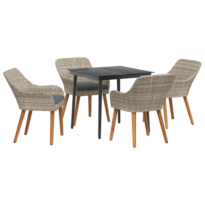Have Spisebordssæt med pude 5 pcs Lysegrå polyrattan
