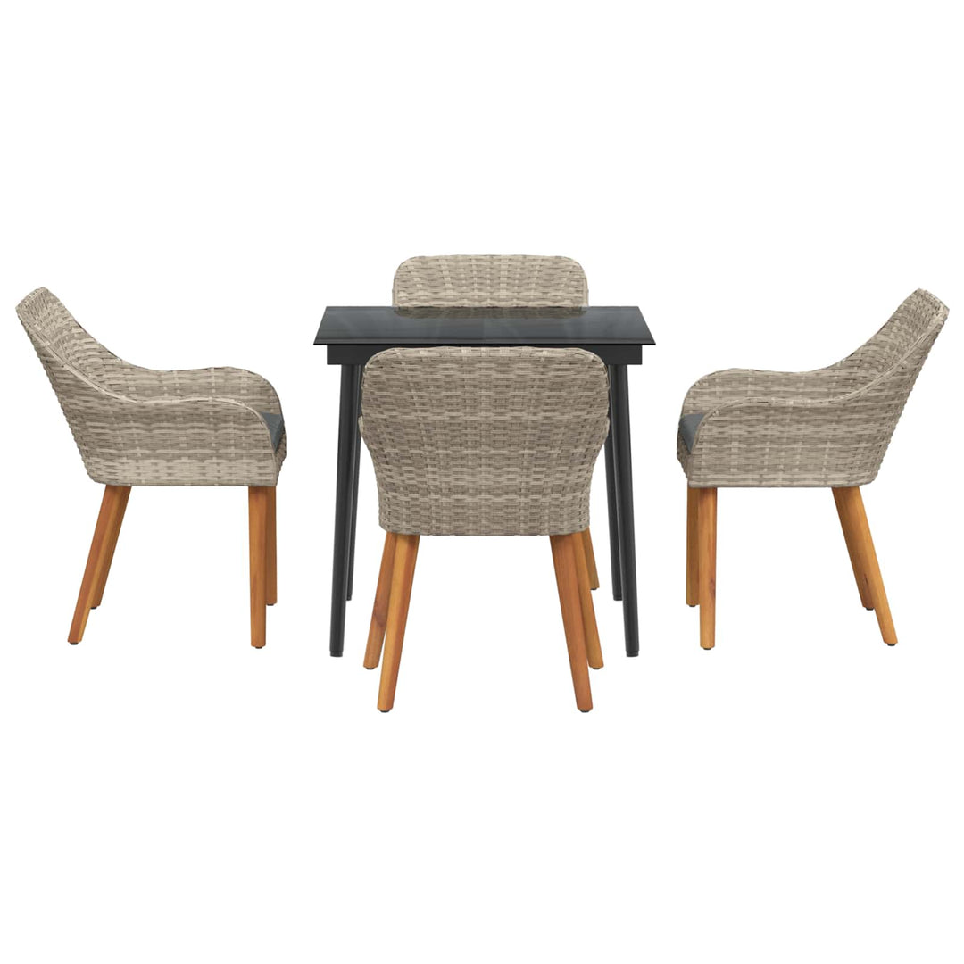 Have Spisebordssæt med pude 5 pcs Lysegrå polyrattan