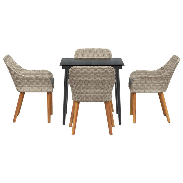 Have Spisebordssæt med pude 5 pcs Lysegrå polyrattan