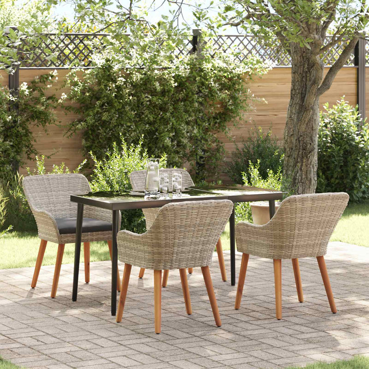 Have Spisebordssæt med pude 5 pcs Lysegrå polyrattan