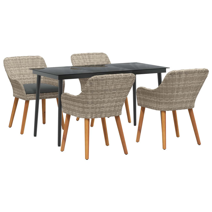 Have Spisebordssæt med pude 5 pcs Lysegrå polyrattan