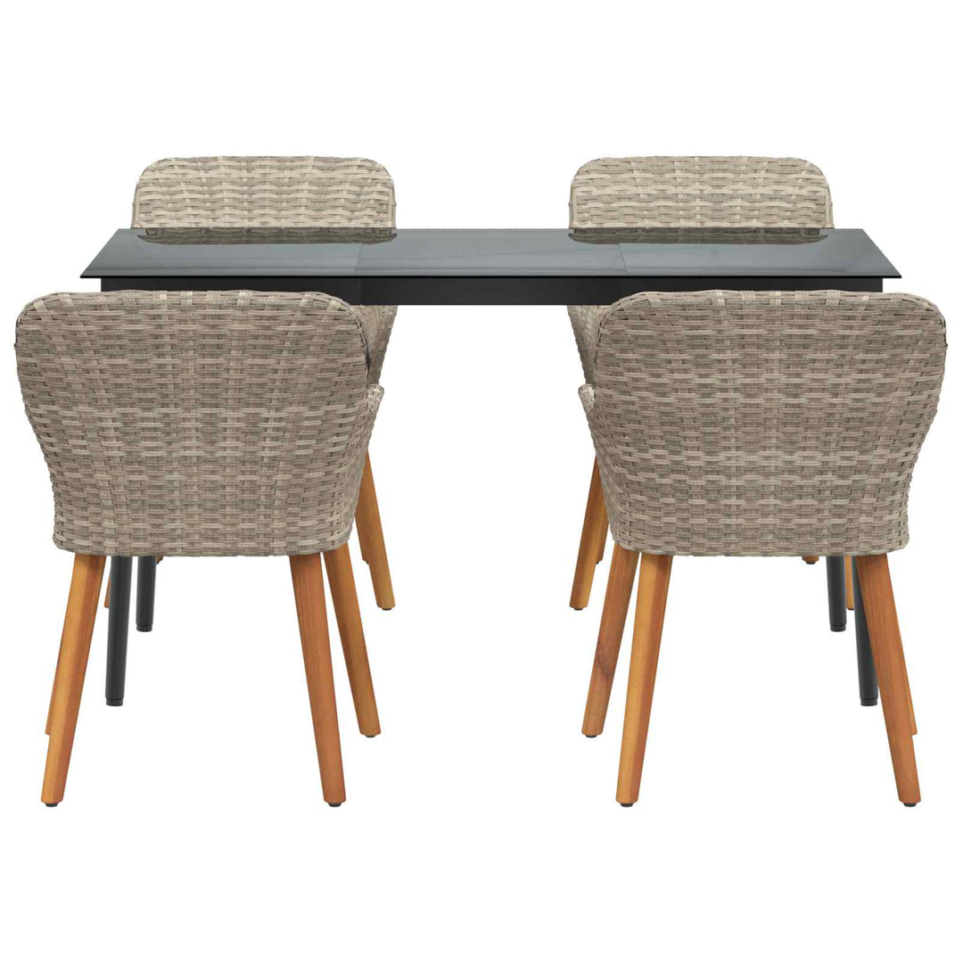 Have Spisebordssæt med pude 5 pcs Lysegrå polyrattan