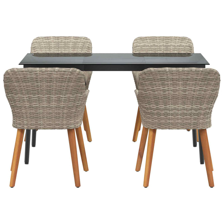 Have Spisebordssæt med pude 5 pcs Lysegrå polyrattan