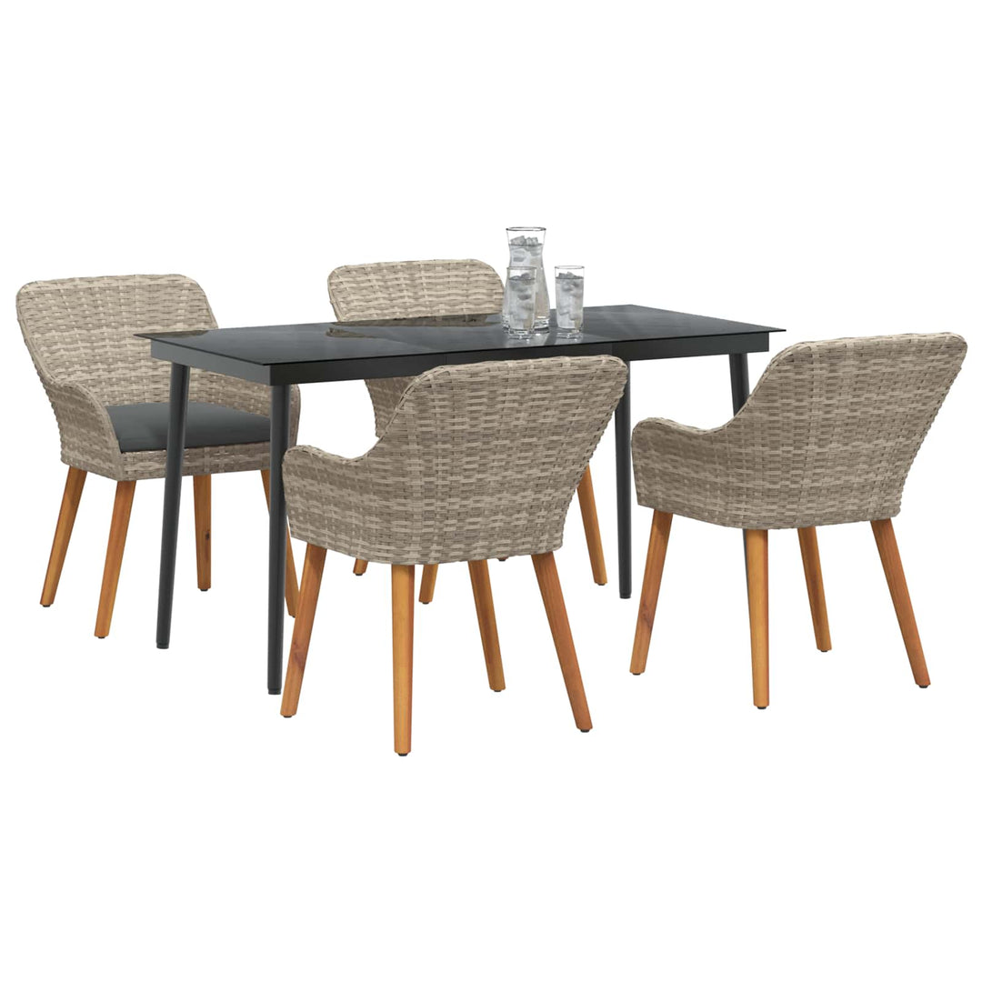 Have Spisebordssæt med pude 5 pcs Lysegrå polyrattan