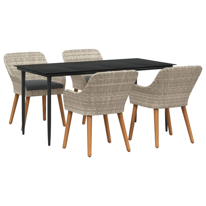 Have Spisebordssæt med pude 5 pcs Lysegrå polyrattan