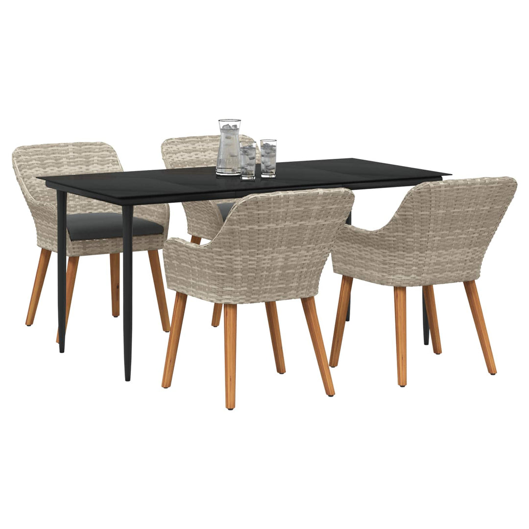 Have Spisebordssæt med pude 5 pcs Lysegrå polyrattan