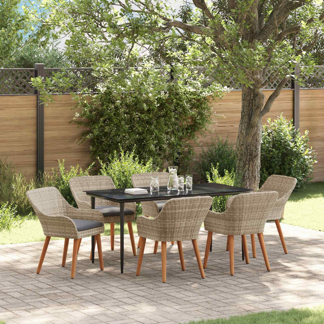 Have Spisebordssæt 7 stk. Lysegrå polyrattan