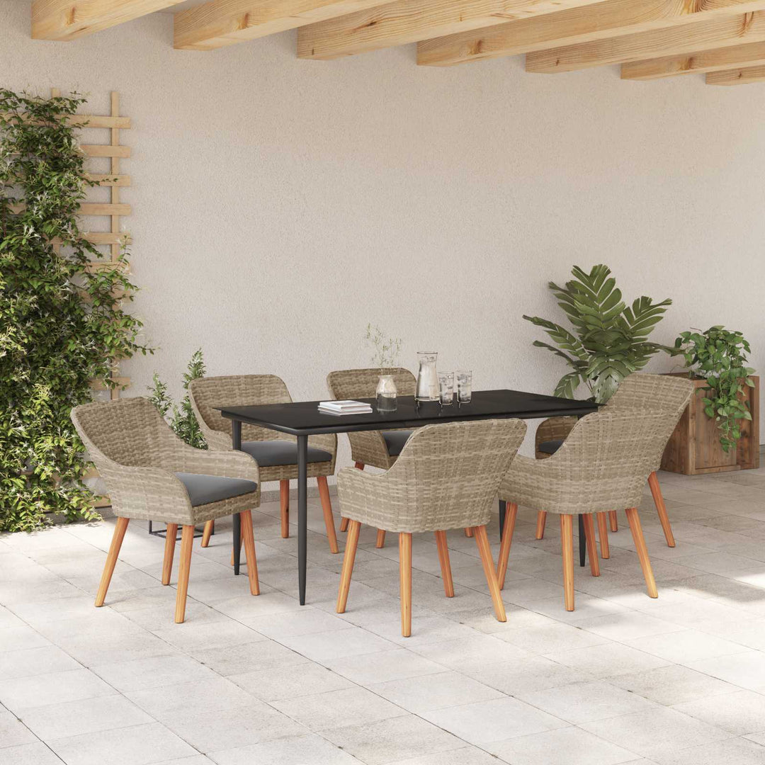 Have Spisebordssæt 7 stk. Lysegrå polyrattan