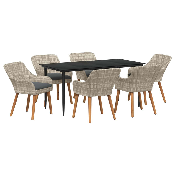 Have Spisebordssæt med pude 7 pcs Lysegrå polyrattan