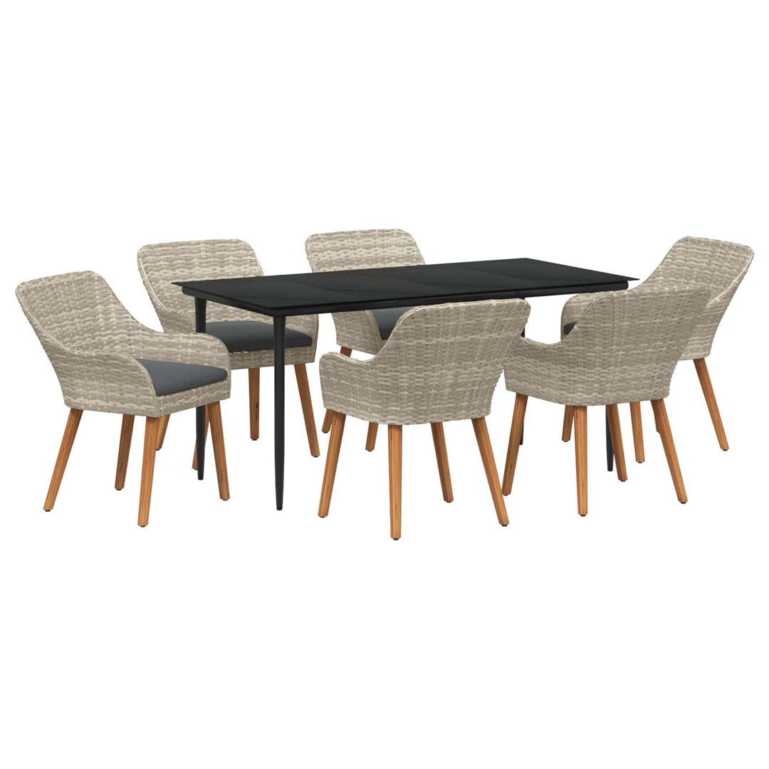 Have Spisebordssæt 7 stk. Lysegrå polyrattan