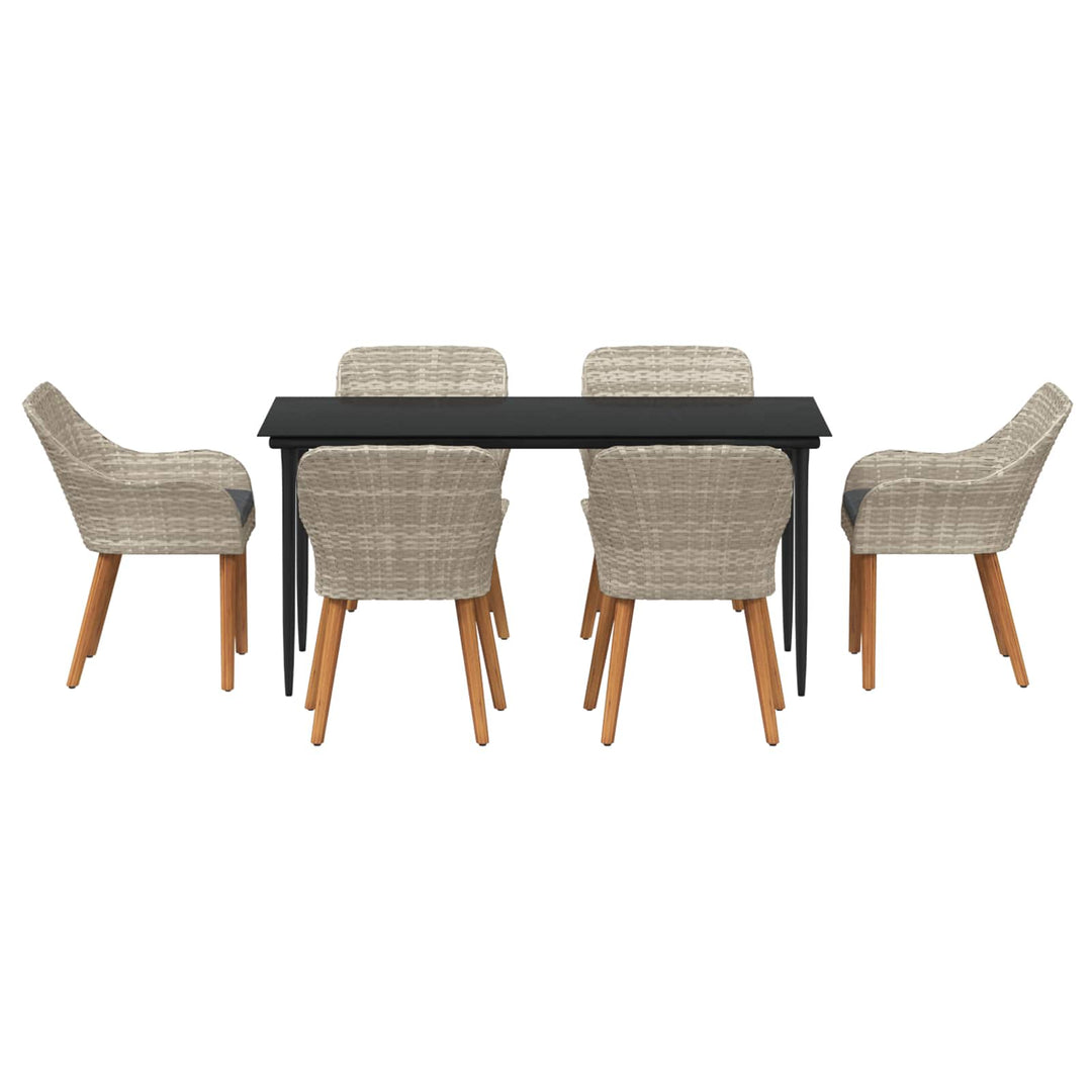 Have Spisebordssæt 7 stk. Lysegrå polyrattan