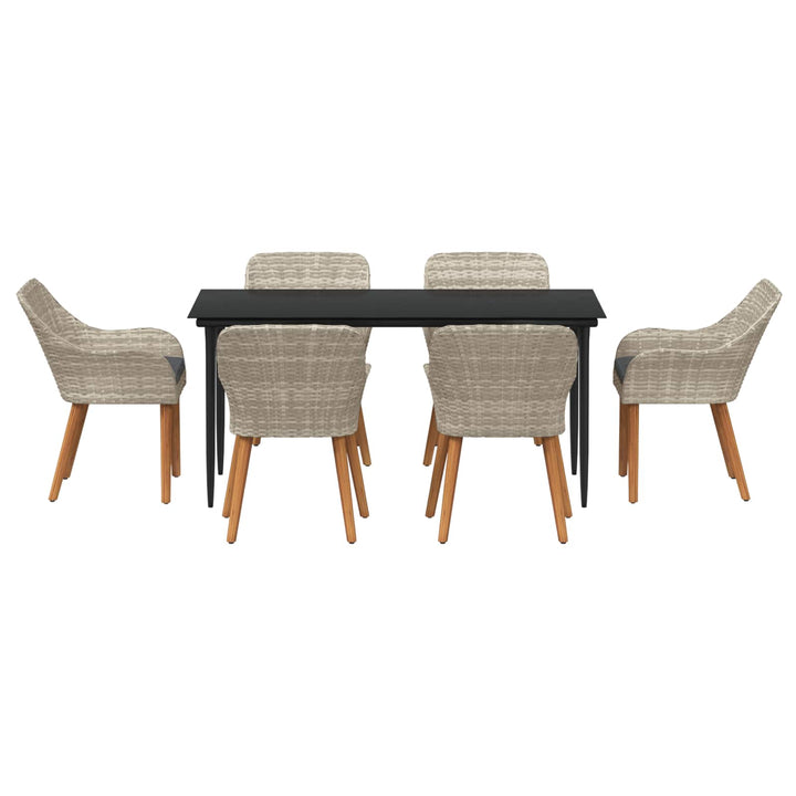 Have Spisebordssæt 7 stk. Lysegrå polyrattan