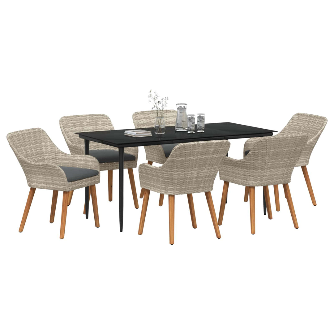 Have Spisebordssæt 7 stk. Lysegrå polyrattan