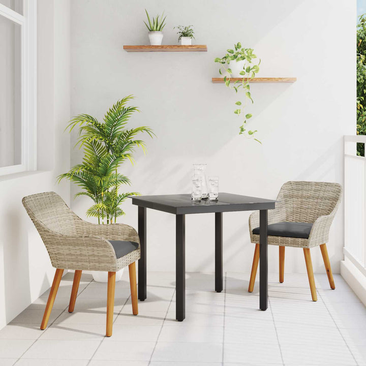 Have Spisebordssæt med pude 3 pcs Lysegrå polyrattan