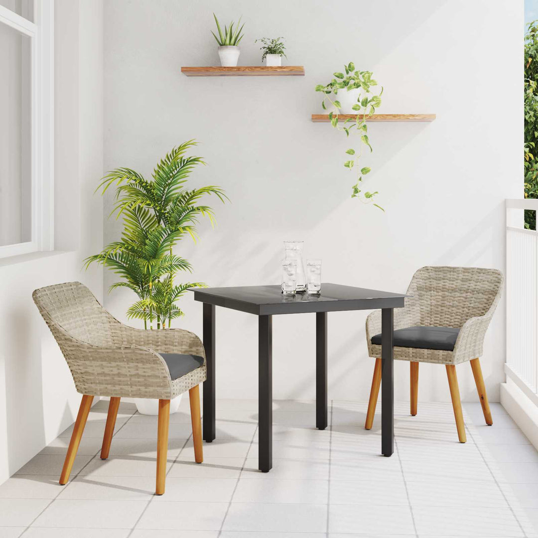 Have Spisebordssæt med pude 3 pcs Lysegrå polyrattan