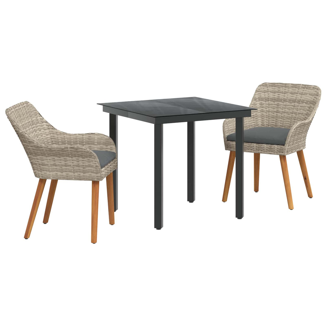 Have Spisebordssæt med pude 3 pcs Lysegrå polyrattan
