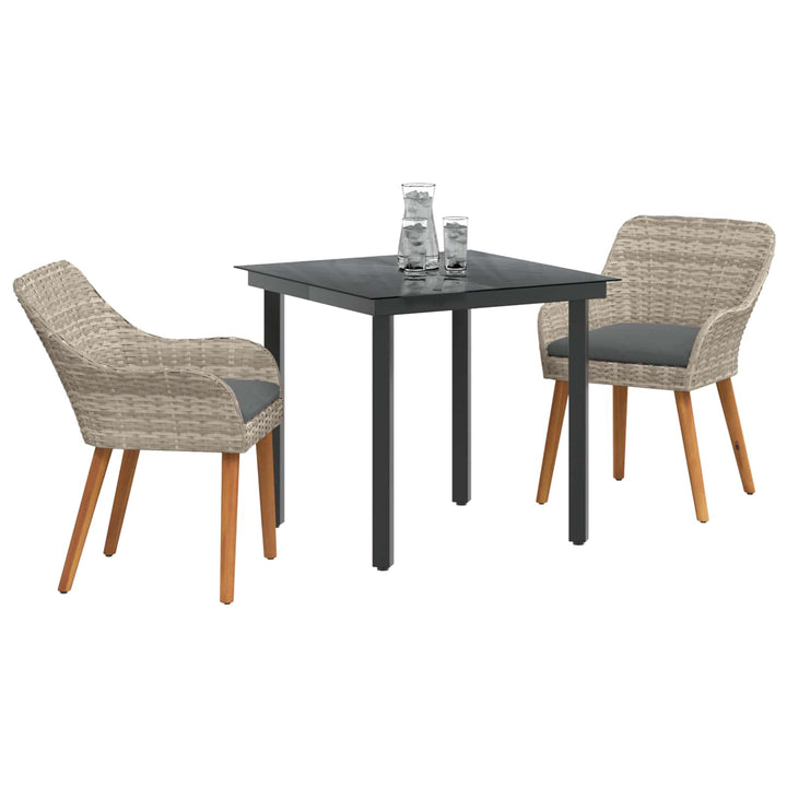 Have Spisebordssæt med pude 3 pcs Lysegrå polyrattan