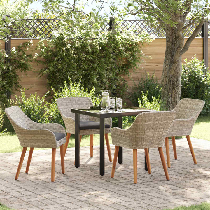 Have Spisebordssæt med pude 5 pcs Lysegrå polyrattan