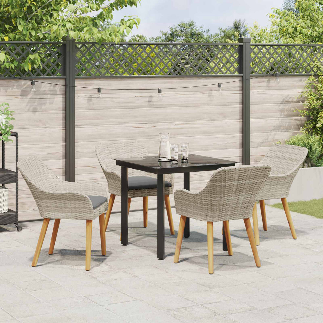 Have Spisebordssæt med pude 5 pcs Lysegrå polyrattan