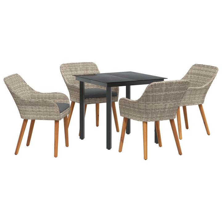 Have Spisebordssæt med pude 5 pcs Lysegrå polyrattan