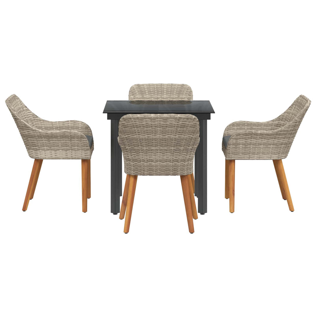 Have Spisebordssæt med pude 5 pcs Lysegrå polyrattan
