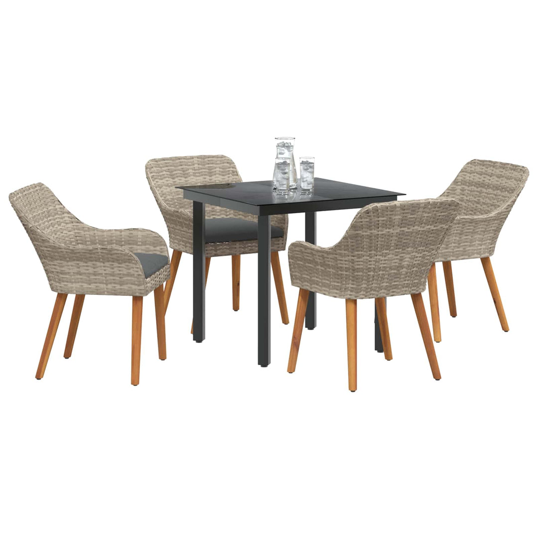 Have Spisebordssæt med pude 5 pcs Lysegrå polyrattan