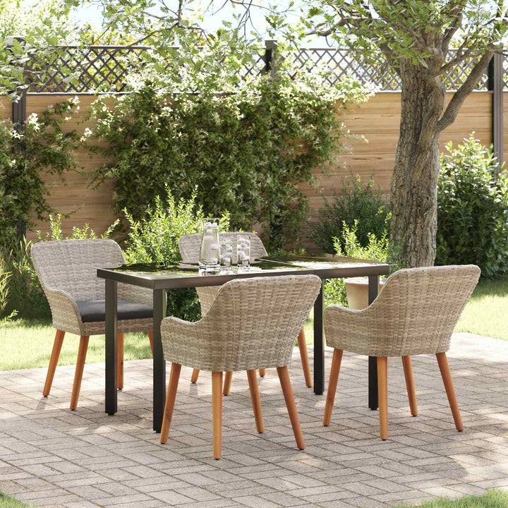 Have Spisebordssæt med pude 5 pcs Lysegrå polyrattan
