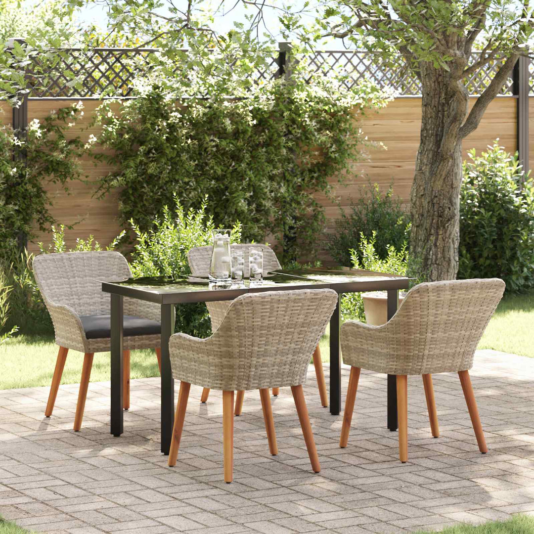Have Spisebordssæt med pude 5 pcs Lysegrå polyrattan