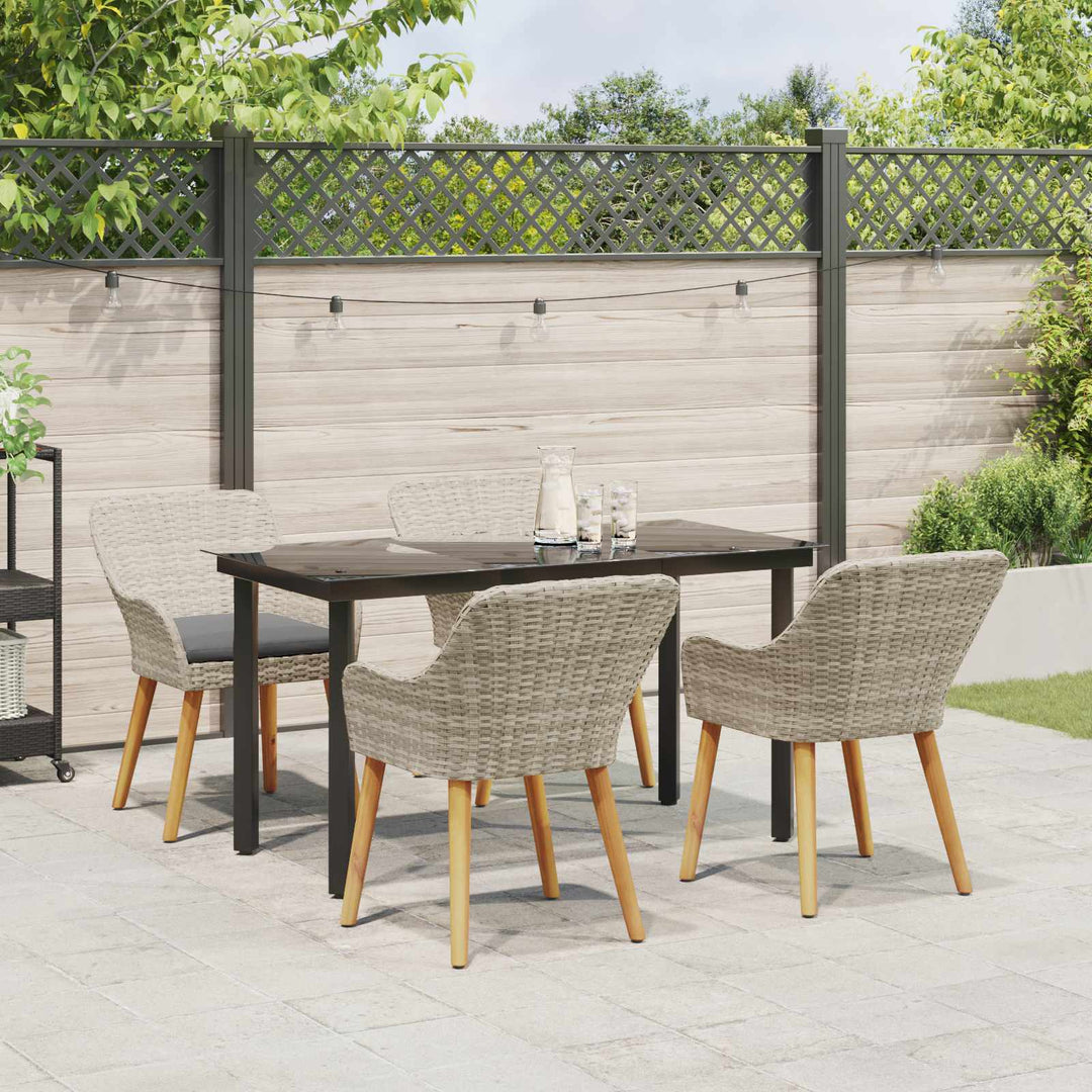 Have Spisebordssæt med pude 5 pcs Lysegrå polyrattan