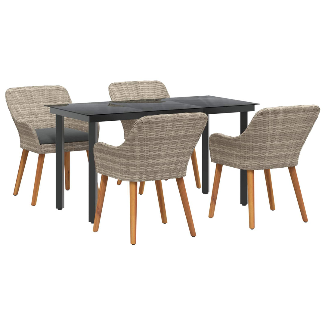 Have Spisebordssæt med pude 5 pcs Lysegrå polyrattan