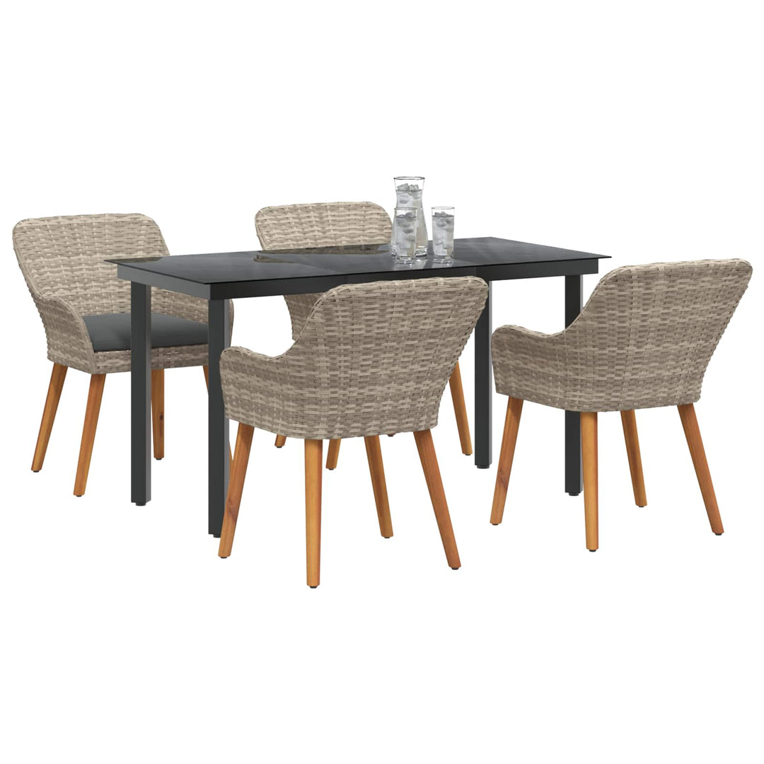 Have Spisebordssæt med pude 5 pcs Lysegrå polyrattan
