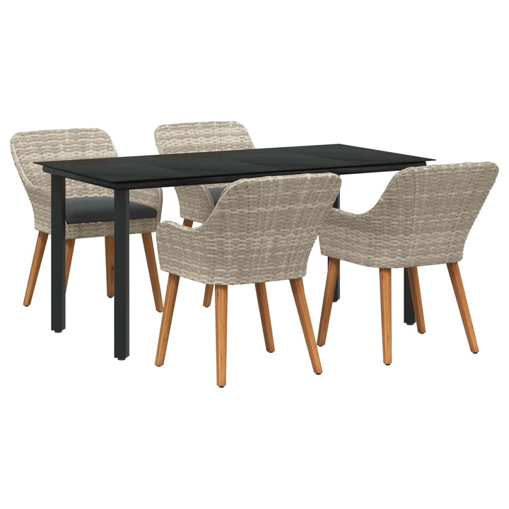 Have Spisebordssæt med pude 5 pcs Lysegrå polyrattan