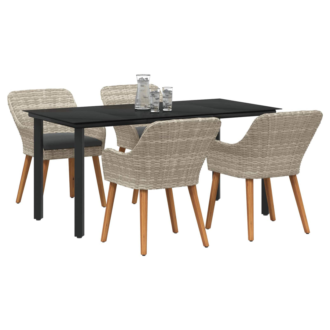 Have Spisebordssæt med pude 5 pcs Lysegrå polyrattan